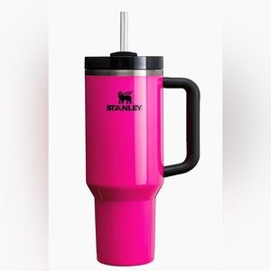 NIB Stanley Quencher H2.0 FlowState Tumbler Neon Pink & Black Color 40oz